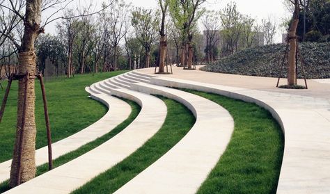 Amphi Theatre Design Outdoor, Mall Landscape, Amphitheater Architecture, Landscape Stairs, Outdoor Stage, Urban Landscape Design, Outdoor Theater, Park Landscape, Landscape Architecture Design