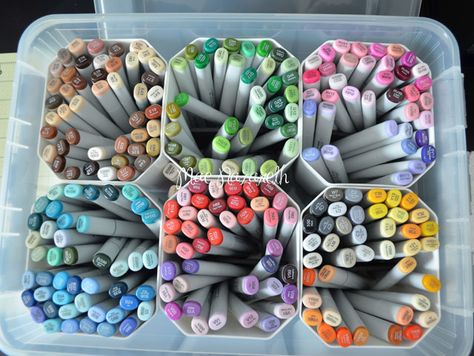 Art Supply Storage Ideas, Copic Marker Storage, Art Supply Storage, Crafts Storage, Supply Organization, Sharpie Permanent Markers, Arts And Crafts Storage, Art Supplies Storage, Art Studio Organization