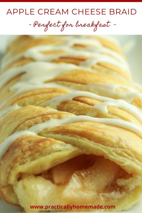 Cream Cheese Braid, Puff Pastry Braid, Breakfast Braid, Cream Cheese Breakfast, Apple Cream Cheese, Apple Puff Pastry, Apple Cream, Cheese Breakfast, Canned Apples