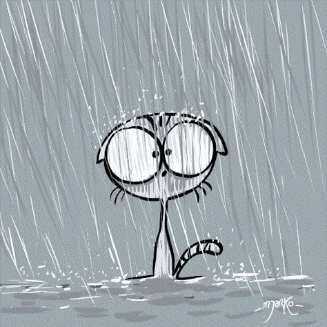 Cat Rain GIF by marko - Find & Share on GIPHY Gif Chuva, Rain Animation, Rain Gif, Animiertes Gif, Rain Storm, Gif Lucu, Haiwan Peliharaan, Character Design Animation, Cat Drawing