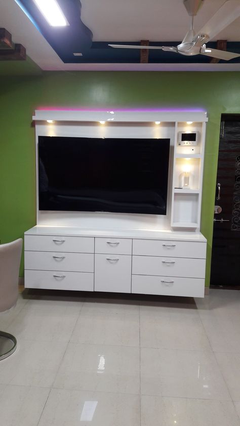 Tv unit 55 Inch Tv Unit Design Modern, 55 Inch Tv Living Room, Modern Tv Stand Wall, Tv Showcase Design, Tv Unite, Tv Cupboard Design, Pigeon Loft Design, Wall Tv Stand, Luxury Tv Wall