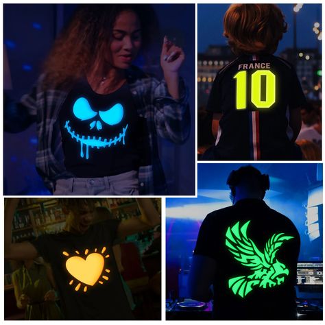 Glow In The Dark T Shirt Ideas Diy, Glow In The Dark Shirt Ideas Diy, Diy Neon Shirt Ideas, Diy Glow In The Dark Shirt, Glow In The Dark Shirt Ideas, Neon Shirt Ideas, Glow In The Dark Shirt, Diy Glow In The Dark, Puff Htv