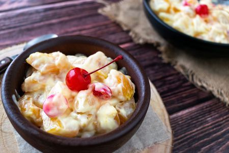 Filipino-Style Fruit Salad Fruit Salad Filipino Style, Fruit Salad Filipino, Fruit Salad With Condensed Milk, Filipino Fruit Salad, Buko Salad, Frog Eye Salad, Fruit Salad Recipe, Filipino Style, Fresh Fruit Salad