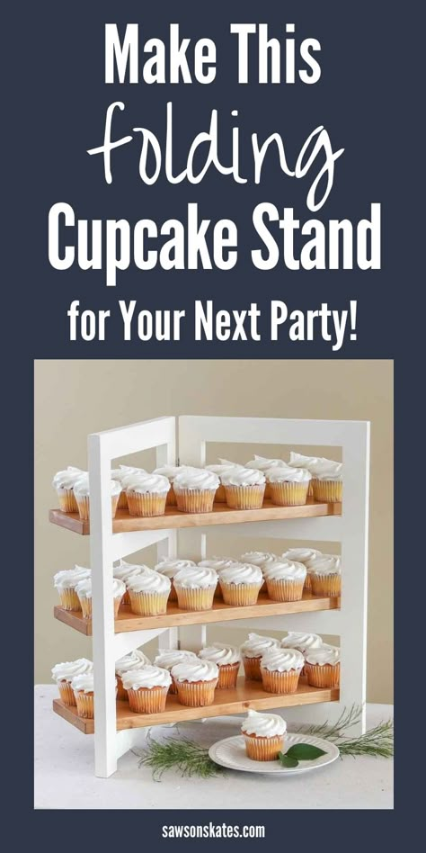 Tiered Cupcake Stand Diy Rustic Wood, Diy Tiered Table Display, Diy Treat Table Stands, Dessert Stands Diy, Diy 3 Tier Cupcake Stand, Cupcake Bar Ideas, Wedding Cupcakes Stand, Unique Cupcake Display Ideas, Diy Cupcake Wall