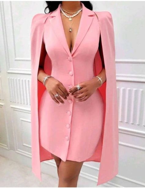 Pink Civil Wedding Dress, Dress With Cloak, Letters S, Cape Sleeve Dress, Classy Short Dresses, Look Festival, Chic Dress Classy, Pink Preppy, Boho Picnic