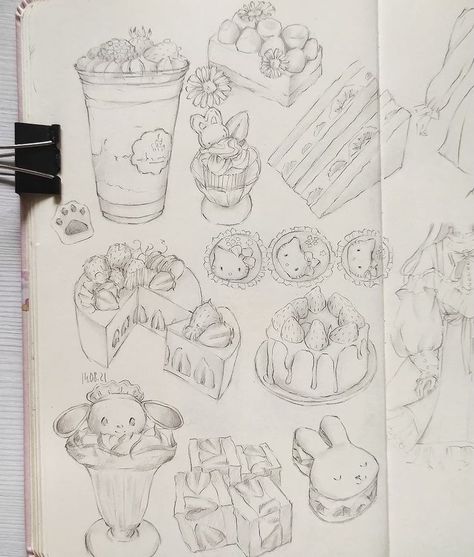 Food Sketches, 귀여운 음식 그림, Sketchbook Art Journal, Art Diary, Arte Sketchbook, Wow Art, Dessin Adorable, Ethereal Art, Sketch Drawing