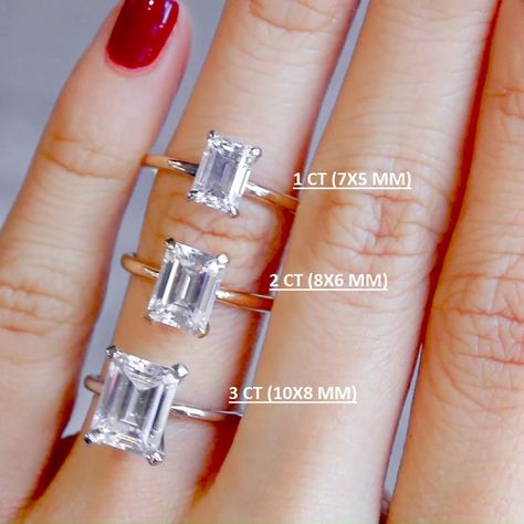 Emerald Cut Engagement Ring, Gold Flower Ring, Emerald Cut Engagement, Solitaire Rings, Emerald Cut Moissanite, Rings Collection, Wedding Rings Solitaire, Emerald Engagement Ring Cut, Promise Rings For Her