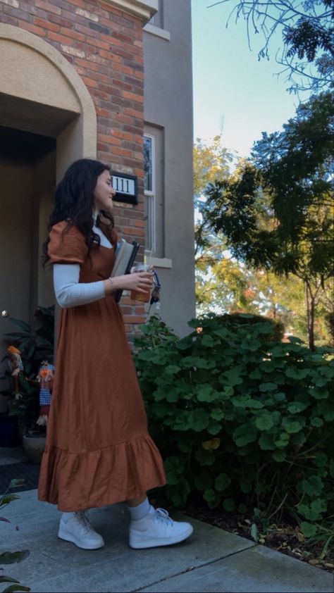 Rust orange fall maxi dress