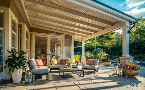 Arizona Covered Patio Ideas, Outdoor Covered Patio Attached To House, Covered Patio Ideas Attached To House, Covered Patios Attached To House, Covered Back Patio Ideas, Patio Cover Ideas, Living Green Roof, Covered Patio Design, Modern Porch