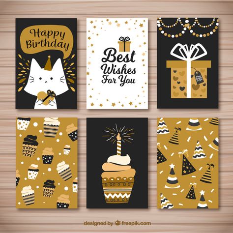 Golden Birthday Cards, Happy Birthday Best Wishes, Happy Birthday Tag, Creative Birthday Cards, Birthday Card Drawing, Birthday Illustration, Birthday Card Craft, Happy Birthday Girls, Birthday Tags