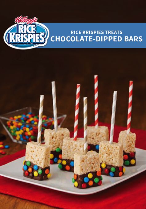 Rice Crispy Pops Sticks, Rice Krispie On A Stick, Rice Crispies Treats Decorated, Rice Krispy Decorations, Rice Krispie Treats Pops Sticks, Rice Krispie Treat Packaging Ideas, Rice Crispy Treat Pops, How To Dip Rice Krispies In Chocolate, Decorative Rice Crispy Treats