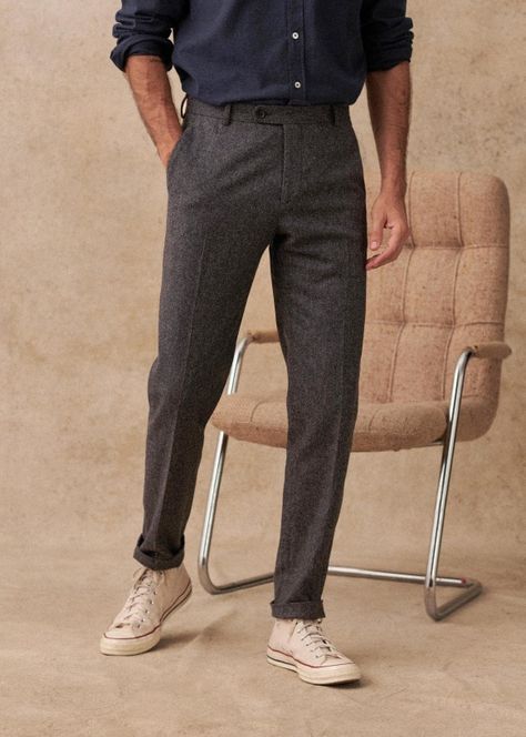 Trousers & Chinos | Menswear | Octobre Editions Mens Wool Trousers, Trousers Outfit Men, Trouser Outfit, Wool Flannel, Herren Outfit, Mens Fashion Casual Outfits, Wool Trousers, Men Fashion Casual Outfits, Wool Pants