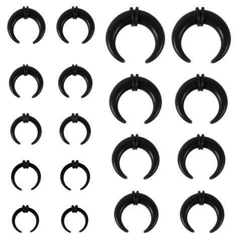 PRICES MAY VARY. ❀Hypoallergenic Acrylic Septum Taper——Buffalo horseshoe nose rings are made of acrylic with high polish. Suitable for those who are allergic to stainless steel material. These stretching ear tapers are not only ensures your health while expanding your ear, but also makes you feel comfortable. Light enough that you can't feel it at all. ❀Acrylic Buffalo Tapers Size——Crescent stretching expander rings gauge: 14G, 12G, 10G, 8G, 6G, 4G, 2G, 0G, 00G. C shape earrings taper inner diam Septum Gauge, Ear Gauge Sizes, Rings Acrylic, Stretched Septum, Nasal Septum, Ear Stretching, Septum Piercing Jewelry, Pierced Nose, Ear Tapers