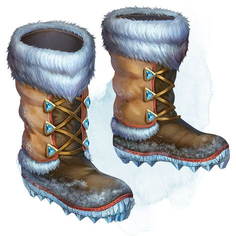 Boots of the Winterlands - Magic Items - D&D Beyond Dnd Boots, Warlock Spells, Fantasy Winter, Icewind Dale, Blood Hunter, Storm King, D D Items, Magic Items, Dungeon Master