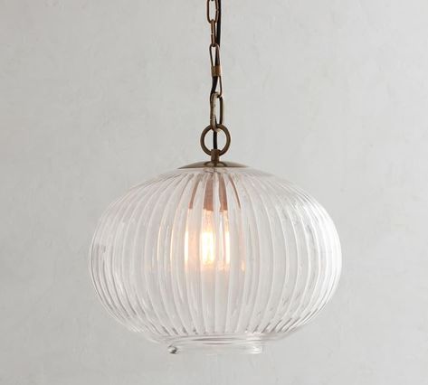 Natale Ribbed Glass Round Pendant | Pottery Barn Ribbed Glass Pendant Light, Glass Orb, Globe Pendant Light, Multi Light Pendant, Ribbed Glass, Lantern Pendant, Globe Pendant, Bath Furniture, Free Interior Design