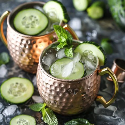 How to Make a Cucumber Moscow Mule Cocktail - Sarai Chinwag Moscow Mule Cocktail, Paloma Cocktail, Melon Liqueur, Pigs Eating, Copper Mug, Mule Cocktail, How To Make Spaghetti, Popular Cocktails, Make French Toast