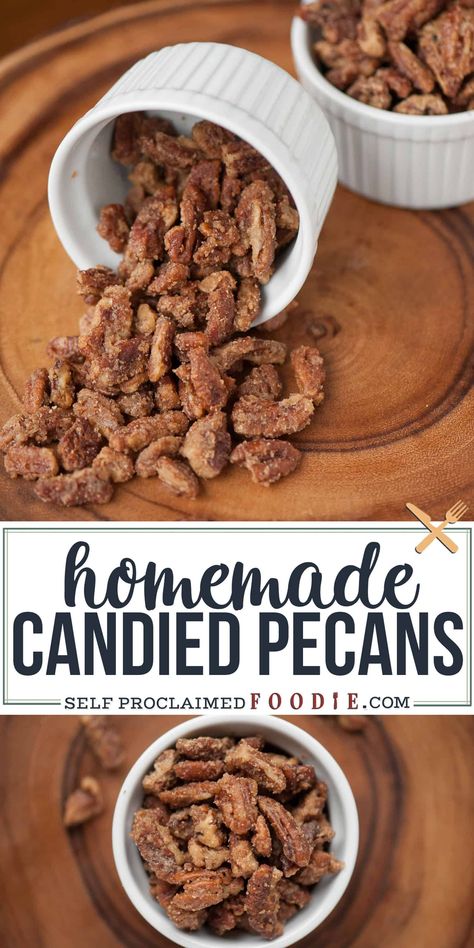 Candied Pecans Easy, Roasted Pecans Recipe, Candied Nuts Recipe, Random Desserts, Pecan Recipe, Candied Pecans Recipe, Glazed Pecans, Christmas Candies, Baked Caramel