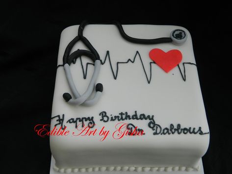 Heart Doctor's cake Cardiologist Cake Ideas, Birthday Cake For Doctor Men, Cake For Medical Student, Birthday Cake For A Doctor, Doctor Theme Cake Without Fondant, Doctor Birthday Cake, Medical Cake, Doctor Birthday, Doctor Cake