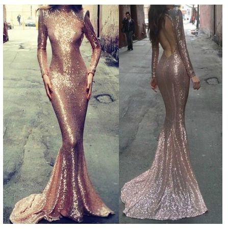 Backless Mermaid Dress, Long Sleeve Mermaid Prom Dress, Sequin Prom Dresses Long, Backless Gown, Gold Prom Dresses, Formal Ball Gown, Sequin Prom Dresses, Foto Poses, Backless Prom Dresses