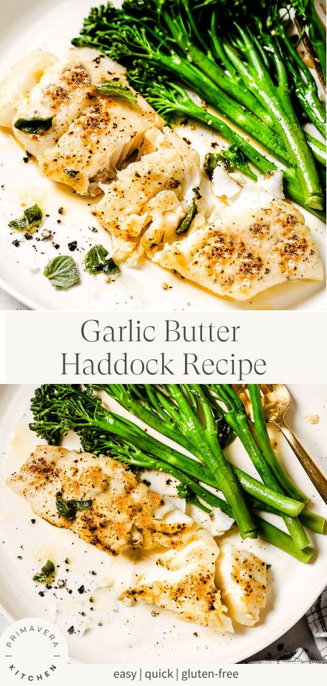 This easy Garlic Butter Haddock recipe is packed with flavor and ready in 15 minutes from prep to plate! Ideal for a quick and healthy weeknight dinner! Recipes With Haddock, Haddock And Shrimp Recipes, Haddock Recipes Pan Seared, Easy Haddock Recipes, Healthy Haddock Recipes Clean Eating, Pan Seared Haddock, How To Cook Haddock Fillets, Baked Haddock Recipes Healthy, Frozen Haddock Recipes