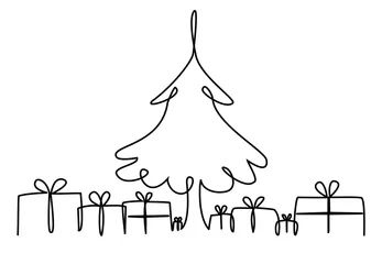 Line Art Christmas Tree, Christmas Tree Line Art, Tree One Line Drawing, Simple Christmas Drawings, Christmas Line Art, Line Art Christmas, Tree Line Drawing, Xmas Drawing, Free Motion Quilting Patterns