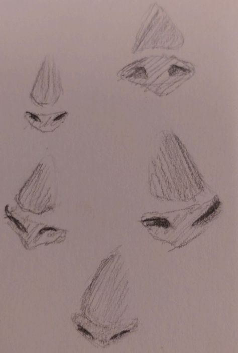 How To Draw Pointy Nose, Nose In Different Art Styles, Tumblr Nose Drawing, Different Nose Styles Drawing, Nose Drawing Practice, Drawing Base Nose, Anime Noses Draw, Art Tutorials Nose, Nose Refrence Drawing