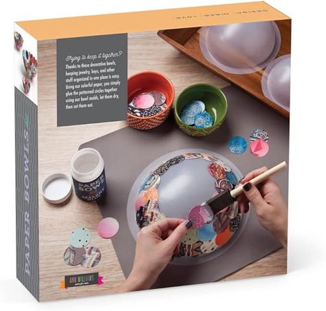 Craft Crush – Paper Bowls Kit –Makes 3 DIY Different-Sized Decorative Bowls. Craft kit includes 3 plastic bowl forms in 3 sizes, 120 patterned paper circles, 6 oz. (177 ml) of water-based glue, and a foam applicator. Kids Art Kit, Recycled Magazine Crafts, Crushed Paper, Recycled Magazine, Magazine Crafts, Paper Bowls, Recycled Crafts, Art Kit, Crafts For Teens