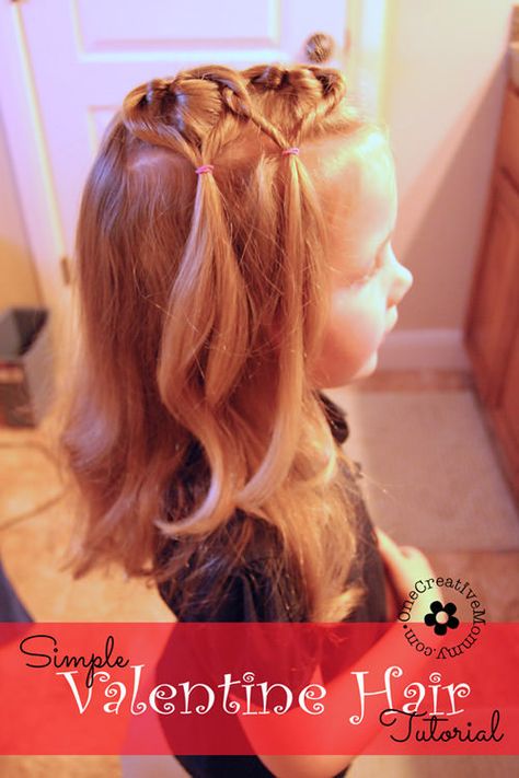 Create this easy Valentine hair style in ten minutes or less!  I'll show you how.  {Valentines Day heart hair style for little girls on OneCreativeMommy.com} Valentines Hairstyles, Valentine Hair, Girl Hair Dos, Hari Valentine, Hair Cute, Heart Hair, Fashion Tutorial, Holiday Hairstyles, Crazy Hair Days