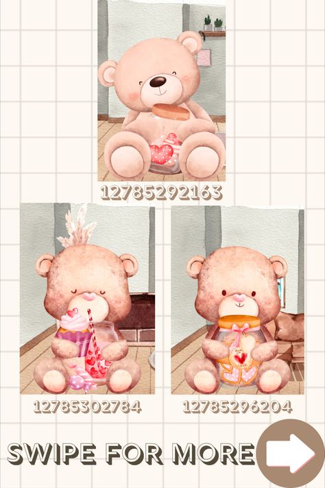 Hello everyone! I'm glad to finally be back on both pinterest and roblox (: I missed making decals and building so much. I decided to create a different version of Bear Bakery. This time, it is a more "fancy" version. But of course you can combine the old bear bakery and the current one(: enjoy these new decals for your next bakery or cafe build! #roblox #bloxburg #bloxburgdecals #robloxdecals #bloxburgcafe #bloxburgbakery Bear Bakery Bloxburg, Bloxburg Bakery Exterior, Coquette Cafe Bloxburg, Bloxburg Bakery Layout, Bakery Decals Bloxburg, Bloxburg Bakery Decals, Bakery Bloxburg, Cafe Decals, Bloxburg Bakery