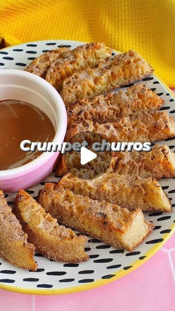 Emily Scott on Instagram: "CRUMPET CHURROS 😍. Cinnamon sugar coated, French toast crumpet (frumpet) strips served with warmed chocolate spread. YES please 👌. Crispy on the outside and soft & fluffy in the middle, these are so easy to prepare and are guaranteed to be a hit at breakfast time 🙌. I cooked them in the air fryer but they can also be pan fried if you don't have an air fryer - instructions for both are in the recipe below. Recipe (serves 1): 🧡 Cut 2 crumpets into strips. 🍫 Whisk 1 large egg with 1/2 tsp vanilla extract and 20ml milk (any). 🧡 Soak the crumpet strips in the egg mixture, making sure they are evenly coated. 🍫 Add the crumpets to your air fryer basket & spritz with a little oil. 🧡 Air fry at 180C for 5-6 mins, turning halfway through. Alternatively you can pan French Toast Crumpets, Crumpet French Toast, Crumpet Churros, French Toast Bites, Yum Breakfast, Emily Scott, Easy Bake, Chocolate Spread, Cinnamon Toast