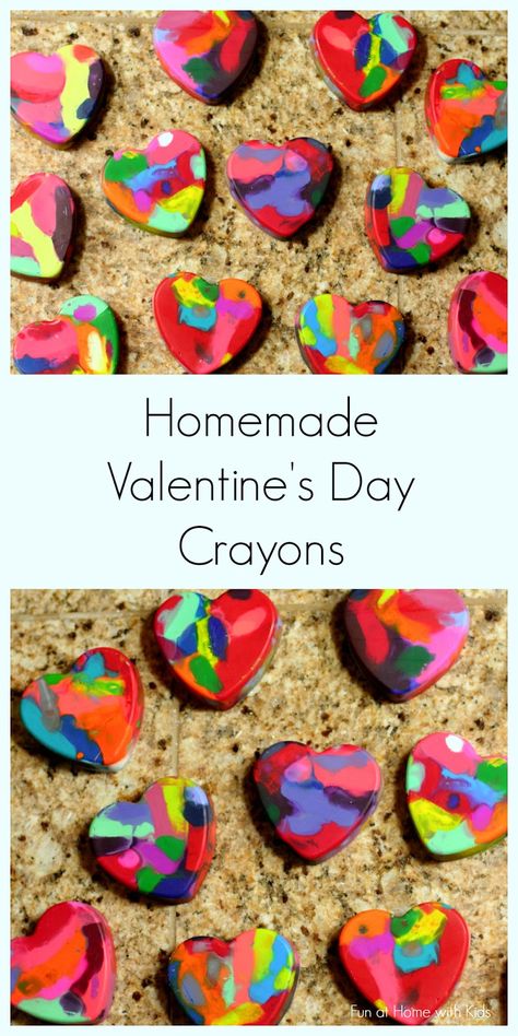 Gifts For Parents From Kids, Diy Gifts For Parents, Heart Crayons, Heart Shaped Crayons, Diy Crayons, Crayon Heart, Home With Kids, Gifts For Parents, Preschool Valentines