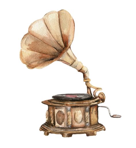 Gramophone Illustration, Plant Sketches, Inktober 2024, Free Png, Watercolor Illustration, Christmas Presents, Art Projects, Coasters, Royalty