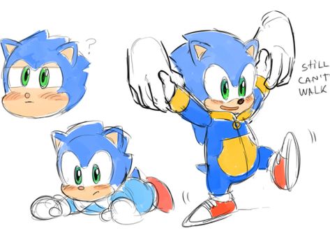 Baby Sonic 2 by Drawloverlala Sonic Y Amy, Classic Sonic, Sonic Heroes, Undertale Comic Funny, Silver The Hedgehog, Sonic And Amy, Sonic Fan Characters, Sonic 3, Sonic Franchise