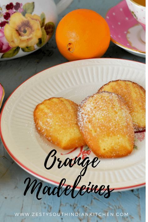 Orange Madeleines, Madeline Cookies Recipe, Madeline Cake, South Indian Kitchen, Madeline Cookies, Madeleine Recipe, French Cake, Lime Recipes, French Recipes