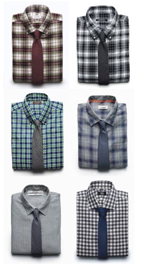 Ties with plaid shirts. Save your smooth silk neckwear for piqué-cotton shirts—when it comes to substantial plaids, more textured ties are in order, like knits and nubby wools. You can't go wrong in a heathered gray shirt or in a traditional plaid. Just exercise caution and stick with compact checks in navy, dark green, or brick red. Shirt With Grey Suit, Plaid Shirt With Tie, Tie Outfit, Green Plaid Shirt, Shirt With Tie, Teacher Wardrobe, Tie Men, Outfit Grid, Gray Shirt