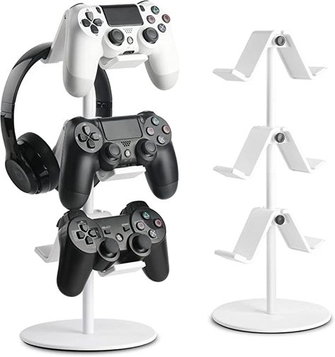 Amazon.com: KELJUN Controller Holder White, Headset Holder,Great 3 Tier Controller Headphone Organizer for All Headsets Xbox ONE 360 Switch PS4 PS5 (Elegant White) : Video Games Headphone Organizer, Controller Holder, Controller Stand, Headset Holder, Headset Stand, Game Organization, Pc Accessories, Headphone Holder, Nintendo Switch Accessories