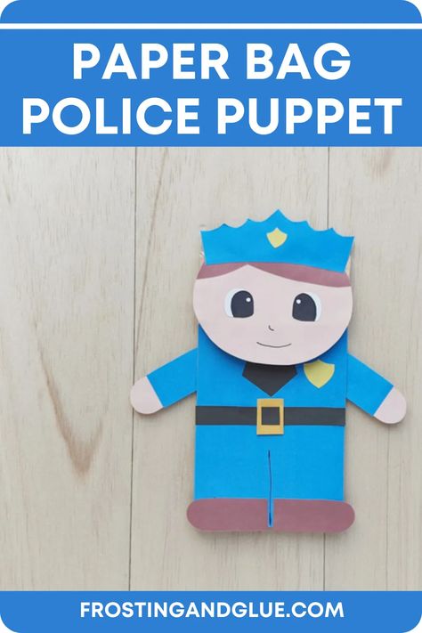 Do your kids want to be police officers when they grow up or honor community heroes? If so, this Paper Bag Police Puppet is just what you are looking for! With this free policeman template, your kids will be creating this fun puppet in no time Policeman Craft, Police Officer Crafts, Community Heroes, Diy Paper Bag, Community Helpers Preschool, Paper Bag Crafts, Paper Bag Puppets, Puppet Crafts, Spring Crafts For Kids