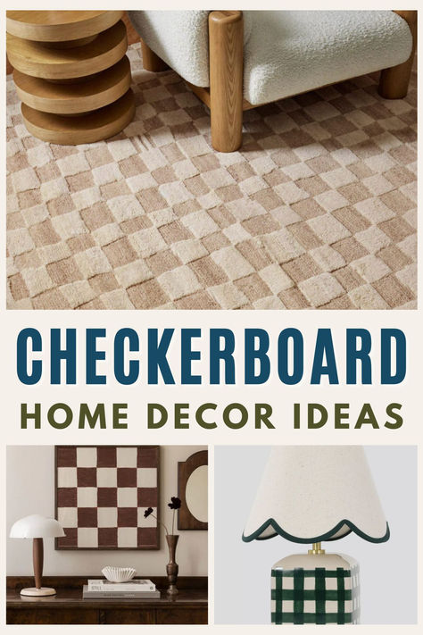 You only need a little bit of checkerboard to make a style impact in an interior, it is virtually one of the easiest patterns to carry off, and adds a touch of vintage charm to your decor. I’ve compiled a list of the best checkerboard items to introduce to your interior that will honestly make you reconsider everything you thought you knew about the classic checkerboard. Checkerboard Room Decor, Chic Interior, Checkerboard Pattern, Bedroom Themes, Checkered Pattern, The Rise, Home Decor Ideas, Simple Patterns, Vintage Charms