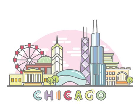 Chicago Souvenirs, Chicago Painting, Chicago Landscape, Custom Sneakers Diy, Visual Communication Design, Chicago Design, Passport Stamps, My Kind Of Town, Publication Design