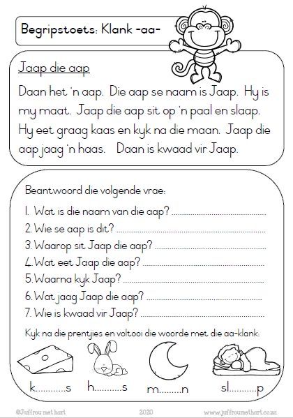 Afrikaans Language Worksheets, Afrikaans Worksheets, Grade 2 Classroom, Teaching Nouns, Grade R Worksheets, Kids Preschool Learning, Spelling For Kids, Afrikaans Language, Reading Comprehension For Kids