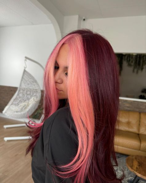 bubblegum in a dish 🫧🍒 color @igora.royal products @k18hair @kenraprofessional #hairtransformation #dfwhair #layers #dallashair… | Instagram Bubble Gum Pink Hair, Pink And Red Hair, Bubblegum Pink Hair, Red Hair Inspo, Bubble Gum Pink, Hair Transformation, Bubblegum Pink, Bubble Gum, Pink Hair