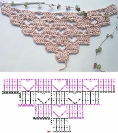 Heart Shawl Crochet Pattern, Crochet Patterns With Holes, Fine Crochet Patterns, Heart Crochet Stitch, Crochet Heart Lace, Háčkované Lemy, Crochet Shawl Diagram, شال كروشيه, Crochet Stitches Guide