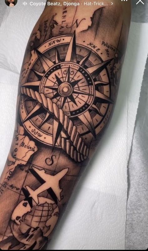 In this post, we’ve rounded up 12 of the best compass tattoo designs for men. Compass tattoos exude a certain sense of adventure. Tattoos Arm Mann, Tattoo Bicep, Compass And Map Tattoo, Nautical Tattoo Sleeve, Tato Maori, Compass Tattoo Design, Cool Arm Tattoos, Cool Forearm Tattoos, Nautical Tattoo