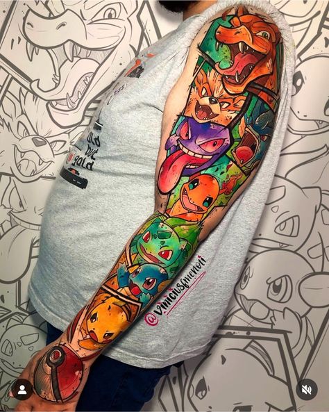 Pokemon Tattoo Sleeve, Charizard Tattoo, Pokemon Sleeves, Cool Pokemon Wallpapers, Pokemon Tattoo, Original Pokemon, Gaming Tattoo, Pokemon Pokedex, Full Sleeve Tattoo