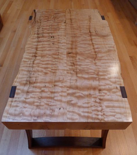 This is a curly maple and ipe coffee table that I just finished making while I had a few days between projects. I had the piece of maple sitting in my shop for the last year or so before I finally... Dining Table Inspiration, Coffee Tables Uk, Diy Live Edge, Dining Table Plans, Maple Table, Maple Coffee, Slab Coffee Table, Shaker Furniture, Live Edge Dining Table