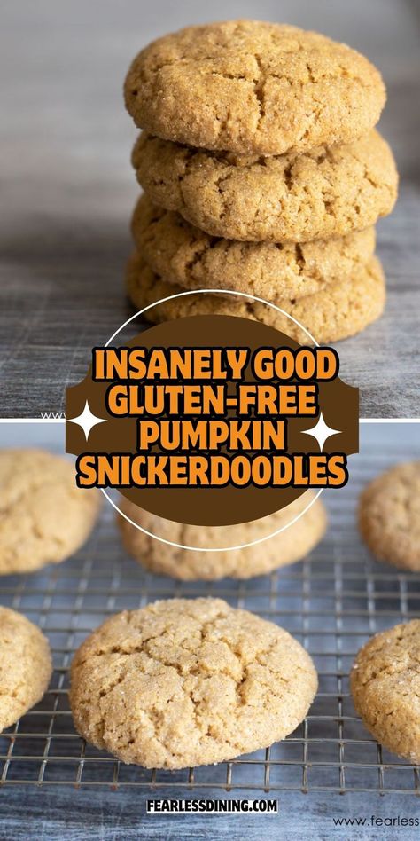 Pumpkin Snickerdoodle Cookie Recipe, Gluten Free Snickerdoodle Cookies, Snickerdoodles Cookies, Gluten Free Pumpkin Cookies, Best Gluten Free Cookies, Allergy Friendly Desserts, King Arthur Gluten Free, Gluten Free Snickerdoodles, Gluten Free Pumpkin Spice