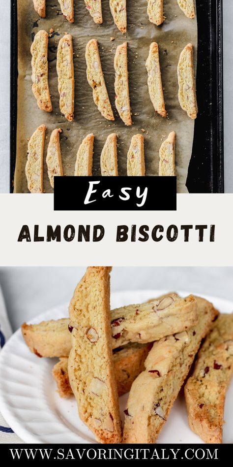 Amaretto Biscotti Recipe, Authentic Biscotti Recipe, Biscotti With Almond Flour, Classic Almond Biscotti, Diy Biscotti Recipes, Cooking With Almonds, Biscotti Recipe Easy Classic, Italian Almond Biscotti, Olive Oil Biscotti