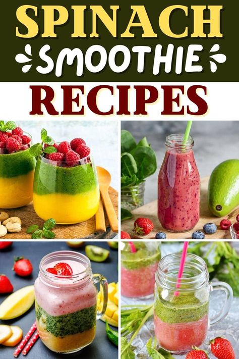 Start the morning off right with these spinach smoothie recipes! From berries to cherries to bananas, there are all sorts of delicious spinach combos to try. Best Spinach Smoothie Recipe, Blendjet Smoothies, Smoothies Healthy Recipes, Frozen Berry Smoothie, Blueberry Spinach Smoothie, Nutri Bullet Recipes, Fruit Smoothie Recipe, Banana Spinach Smoothie, Spinach Smoothie Recipes