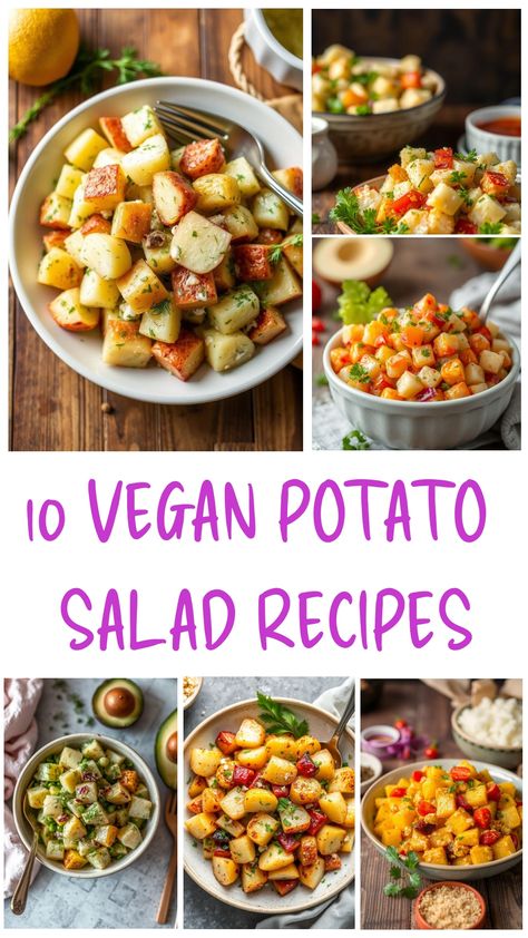 Creamy, tangy, and 100% plant-based: 10 vegan potato salad recipes to wow your guests! Vegan Potato Salad Recipe, Potato Salad Without Mayo, Greek Style Potatoes, Vegan Potato Salad, Potato Salad Recipes, Ube Recipes, Dill Potatoes, Hamburger Helper Recipes, Vegan Feta Cheese