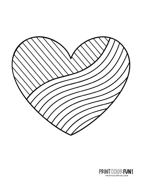 Simple striped heart coloring page Heart Coloring Pages Free Printable, Heart Patterns Printable, Quilling Hearts, Doodle Therapy, Butta Design, Ninjago Coloring Pages, Striped Heart, Shape Coloring Pages, Heart Bubbles